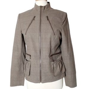 DONCASTER COLLECTION Plaid Zipper Front Jacket